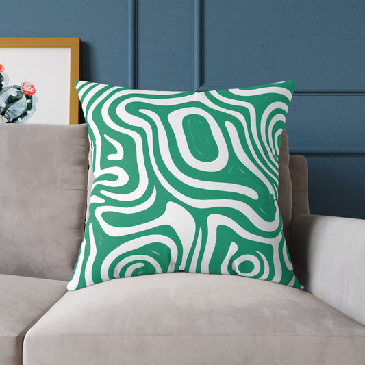 green-maze Square Poly Canvas Pillow