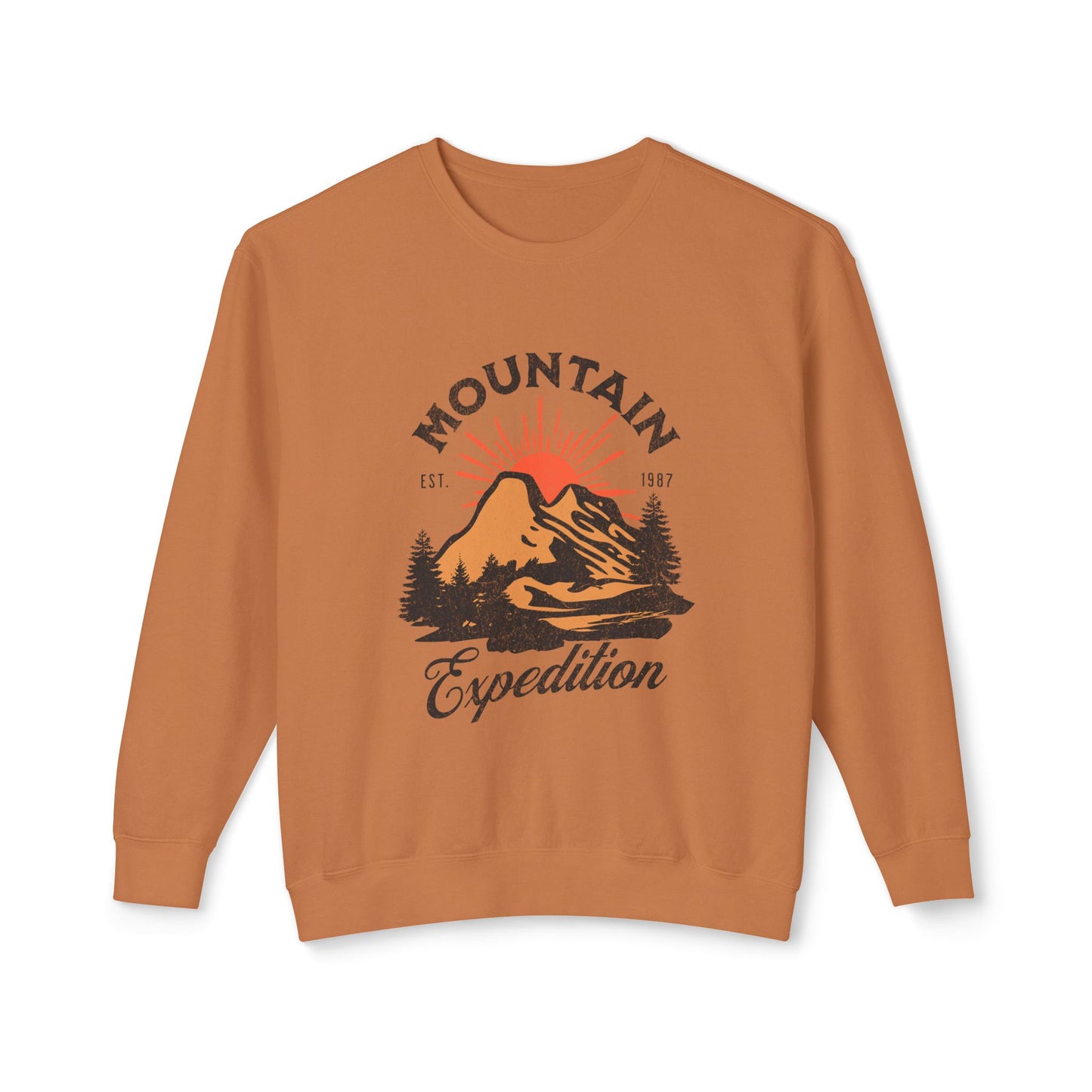 Retro Mountain Adventure Crewneck Sweatshirt - Outdoor Hiking