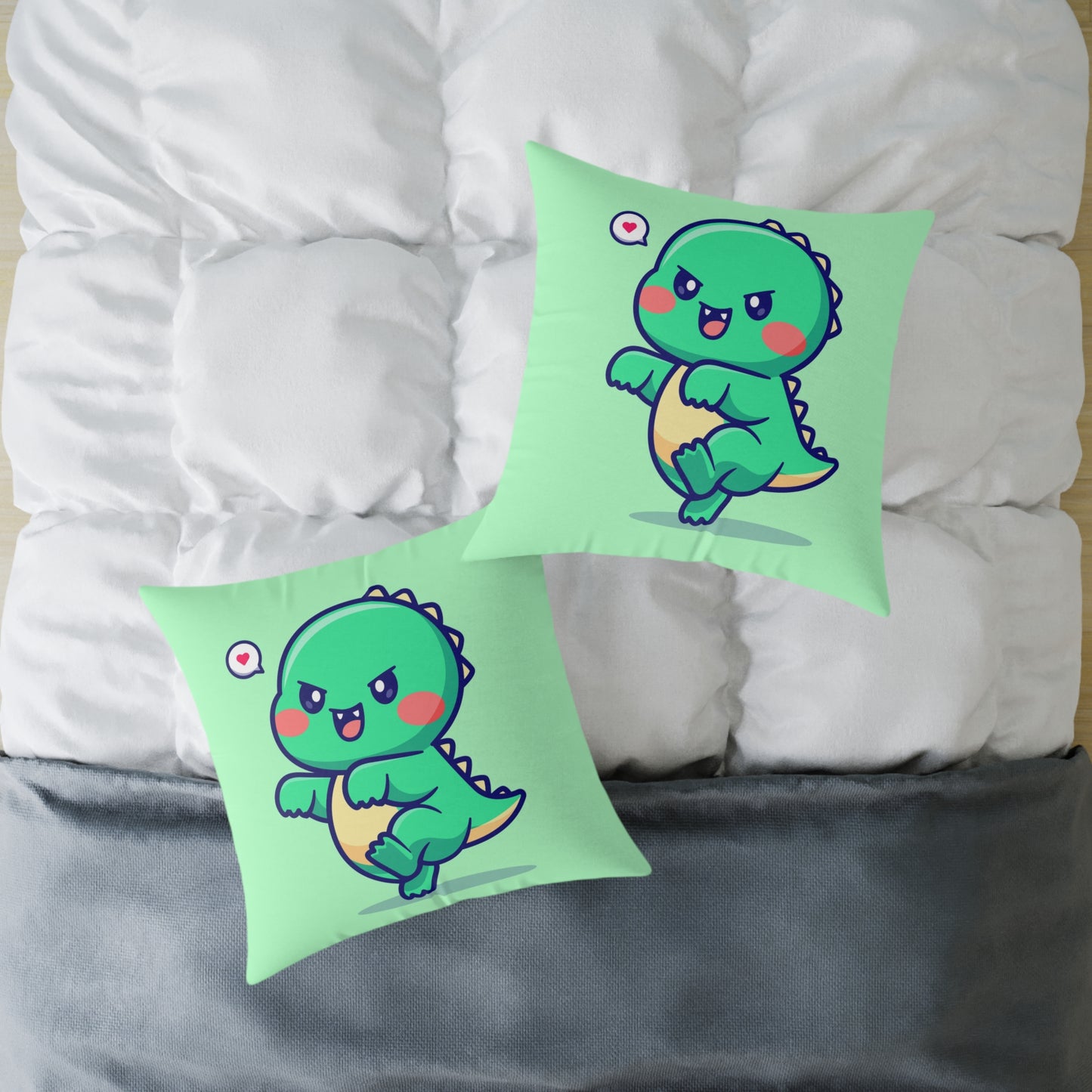 cute dino dracula vampire Square Poly Canvas Pillow