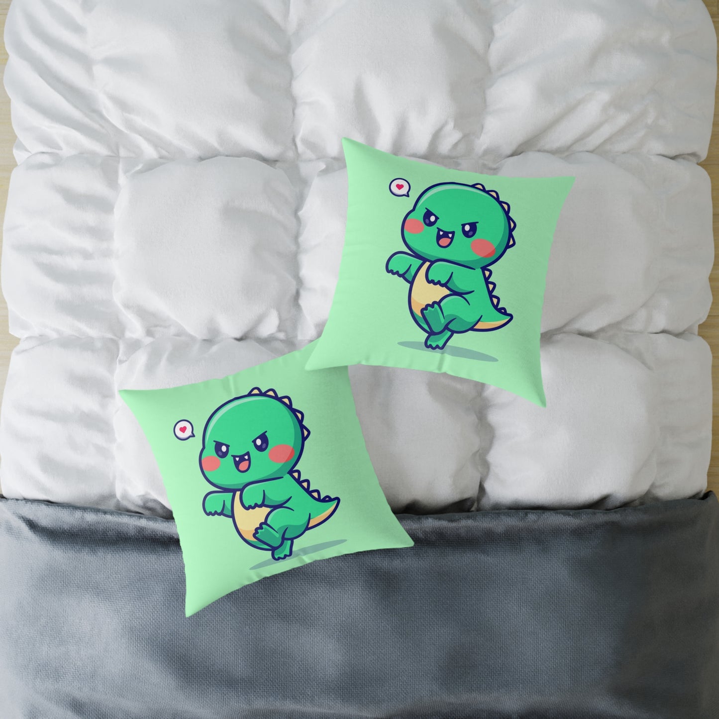 cute dino dracula vampire Square Poly Canvas Pillow