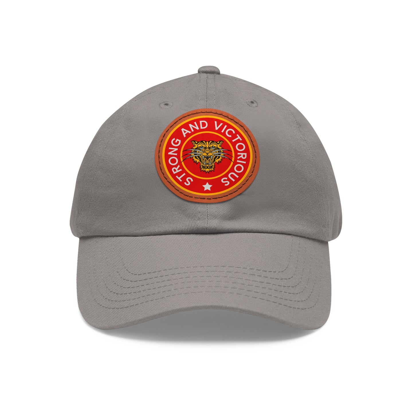 Strong And Victorious Hat with Leather Patch (Round)