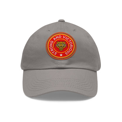 Strong And Victorious Hat with Leather Patch (Round)