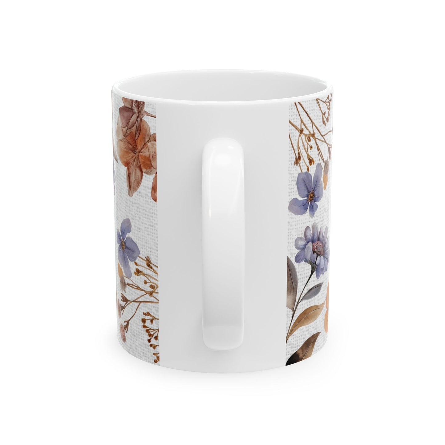 Flower Art Ceramic Mug, (11oz, 15oz)