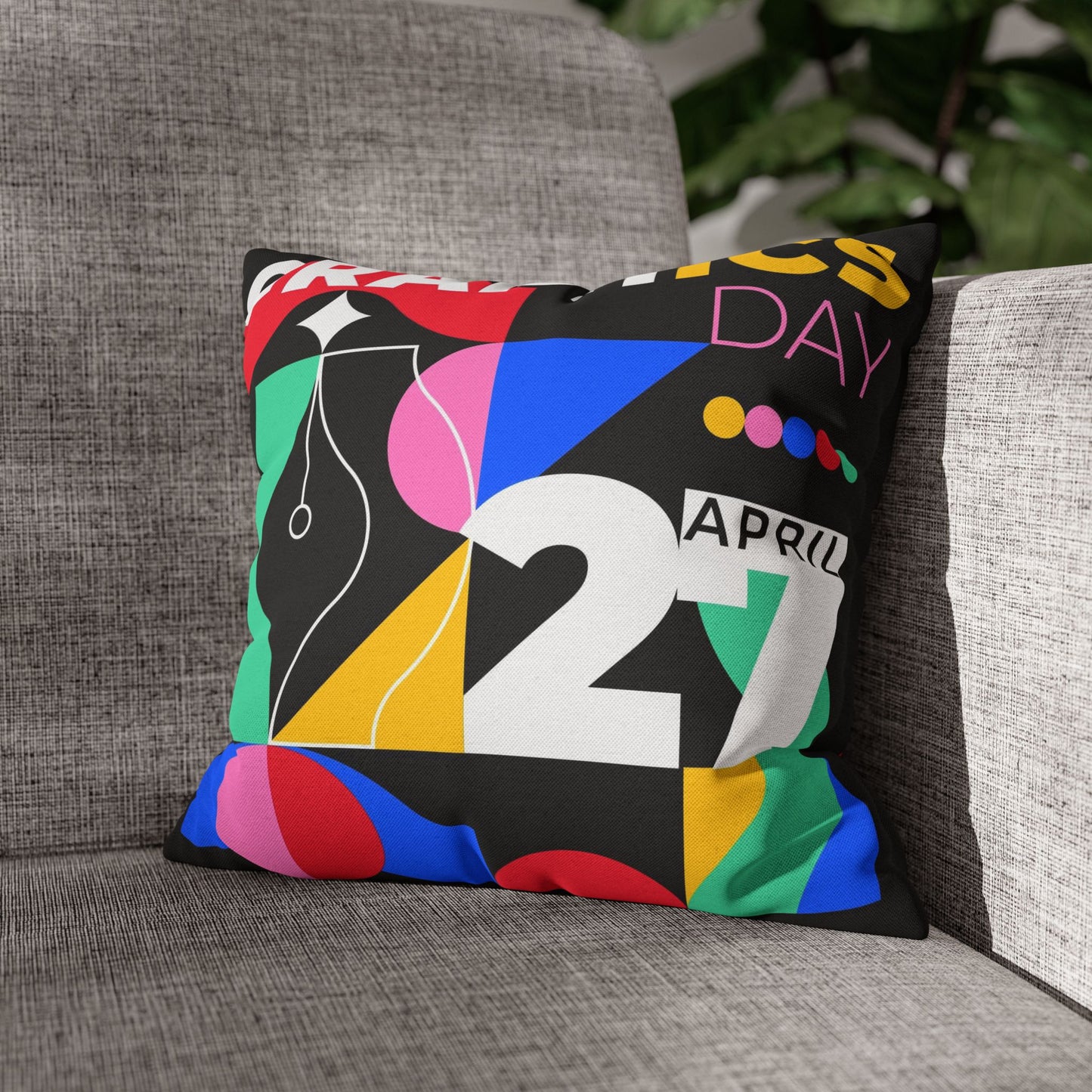 Graphic Spun Polyester Square Pillowcase