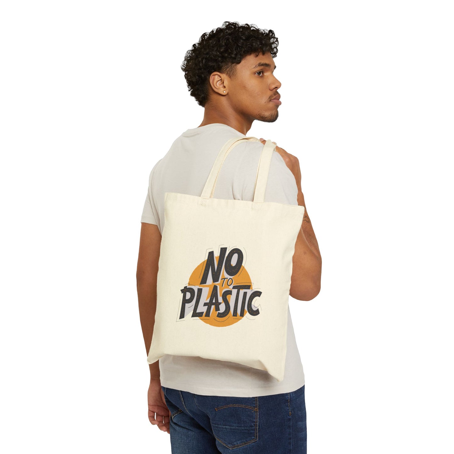 No to Plastic Cotton Canvas Tote Bag