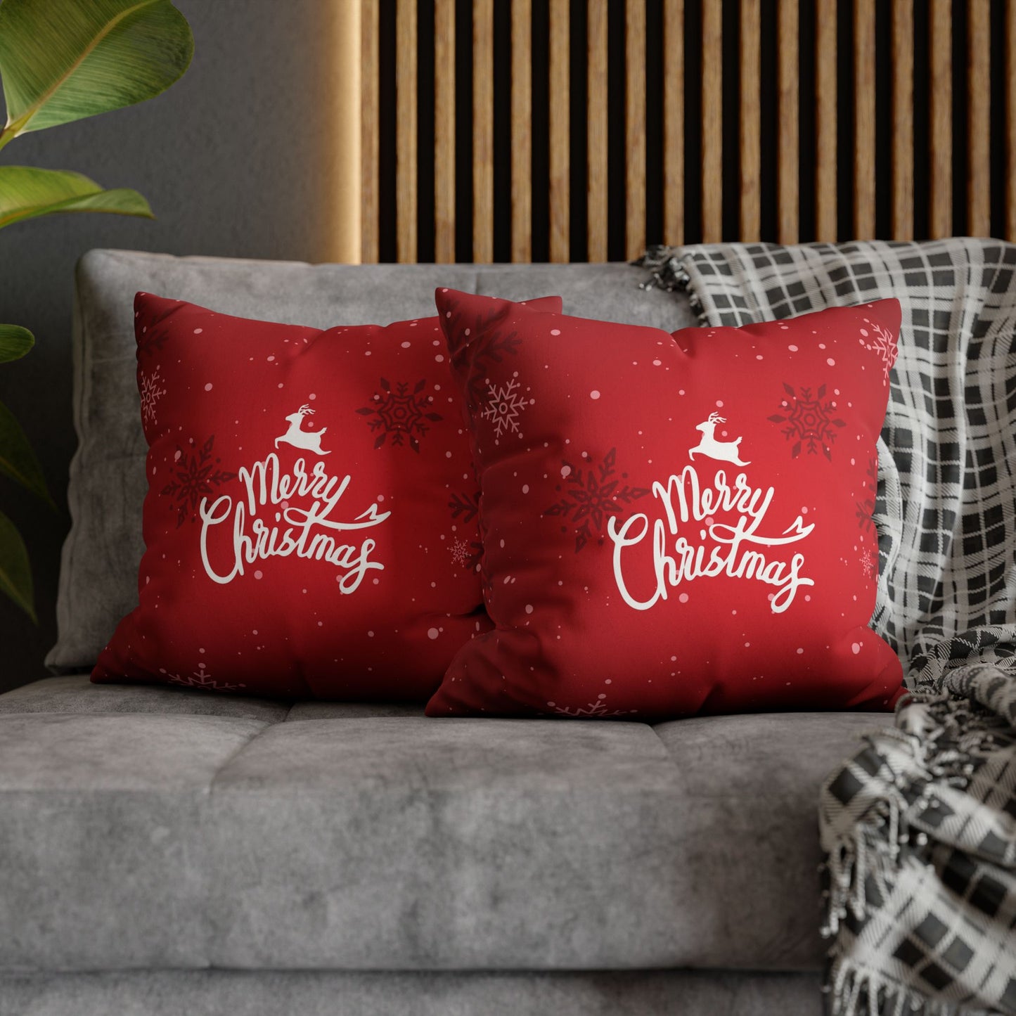 Merry Christmas Faux Suede Square Pillowcase