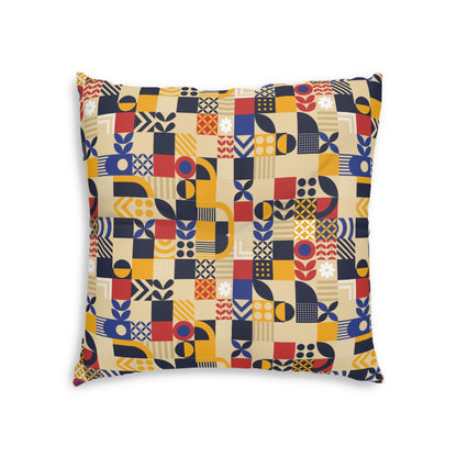 flat-geometric-mosaic Tufted Floor Pillow, Square