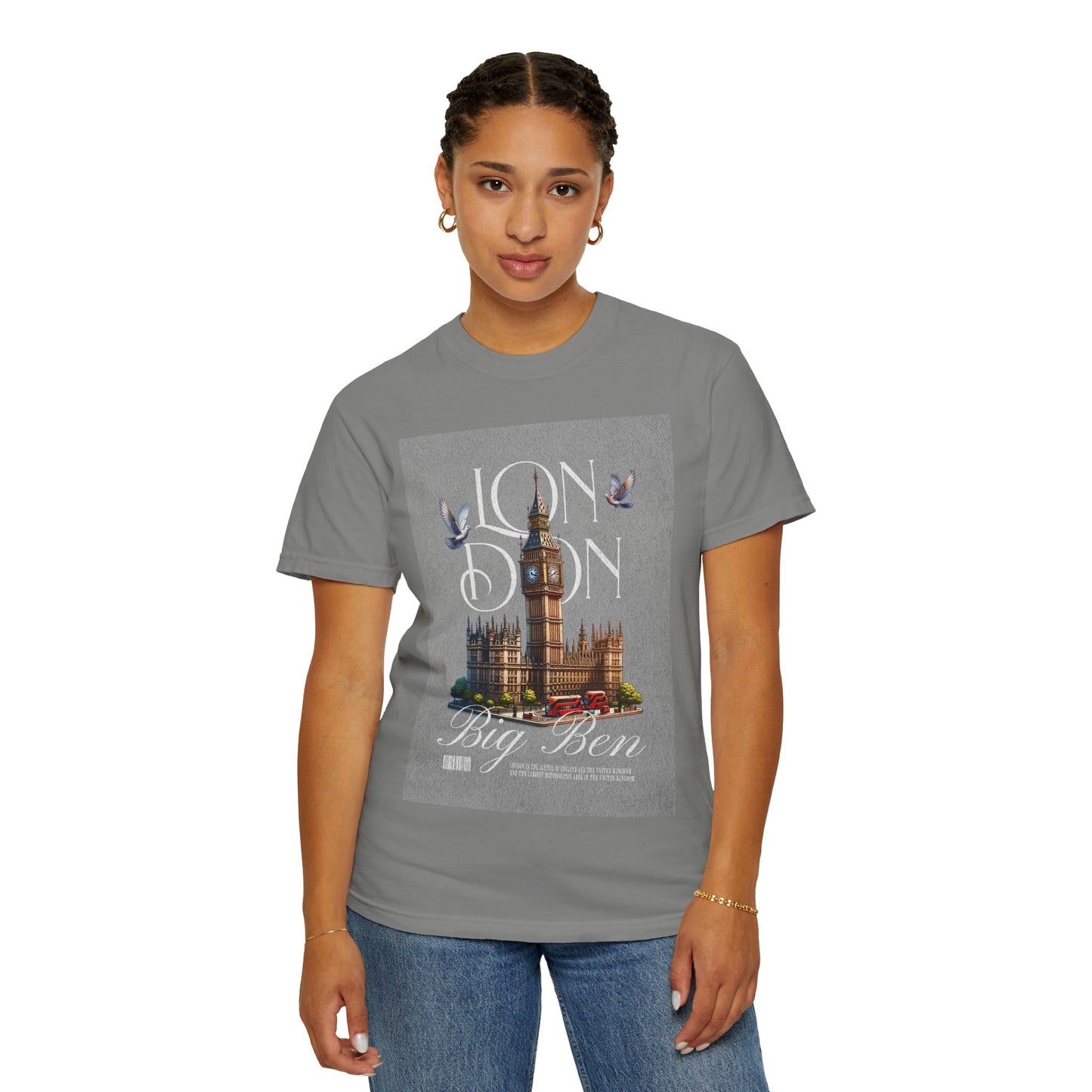 Illustrative London Big Ben Unisex Garment-Dyed T-shirt