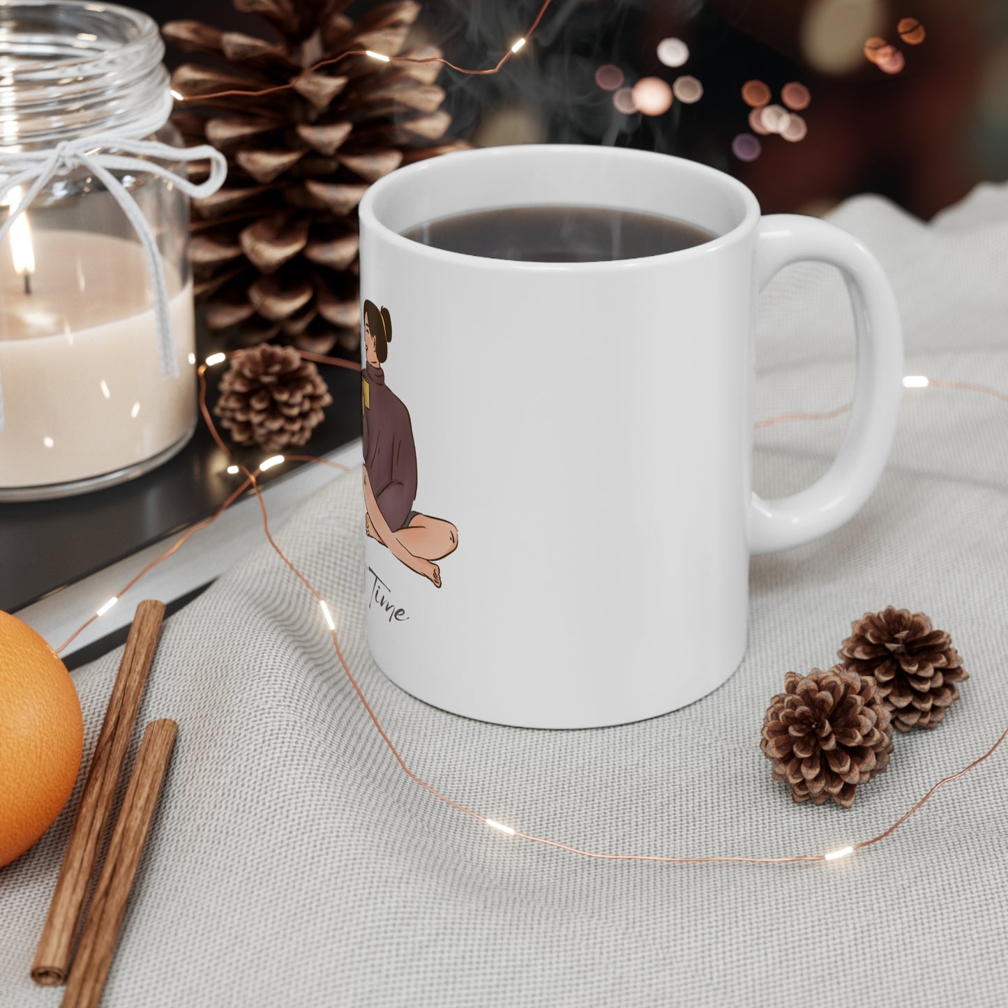 Coffee Time White Ceramic Mug, 11oz