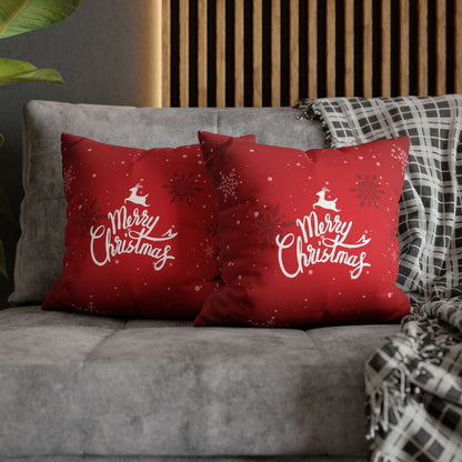 Merry Christmas Faux Suede Square Pillowcase