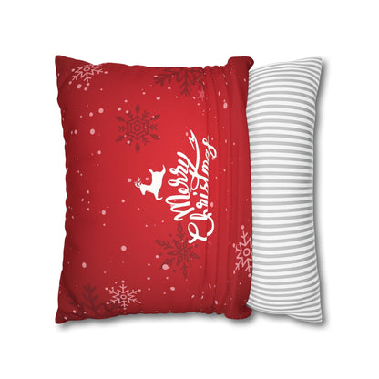 Merry Christmas Faux Suede Square Pillowcase