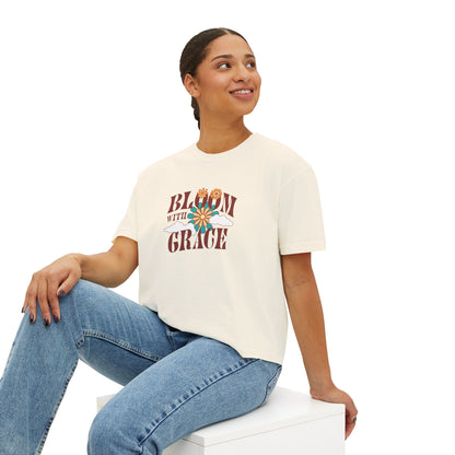 Bloom with Grace - Hippie Flowers Boxy Tee