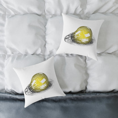 Bulb Idea Square Poly Canvas Pillow