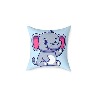 cute-elephant-sitting-waving-hand Square Poly Canvas Pillow