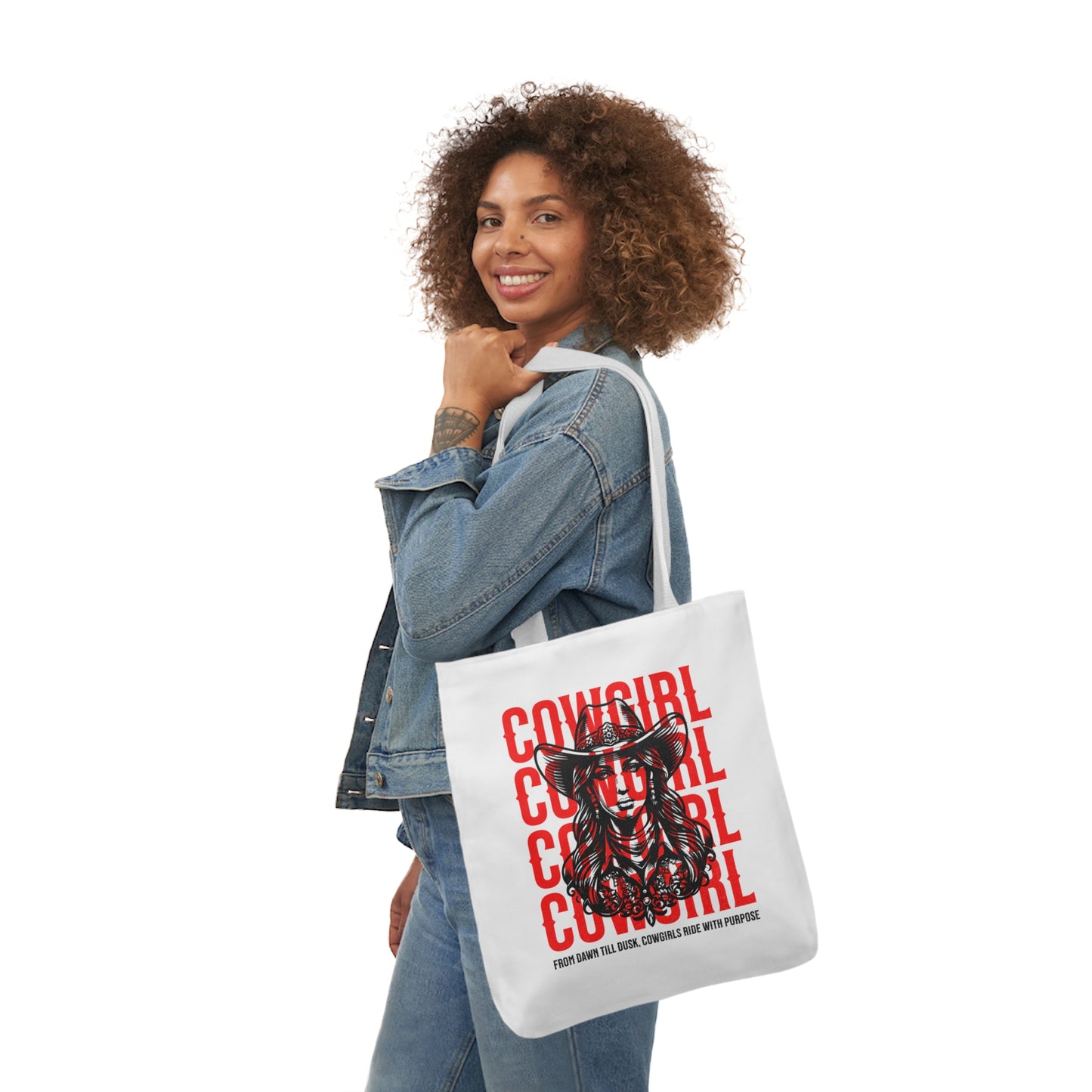 American Cowgirl Canvas Tote Bag, 5-Color Straps