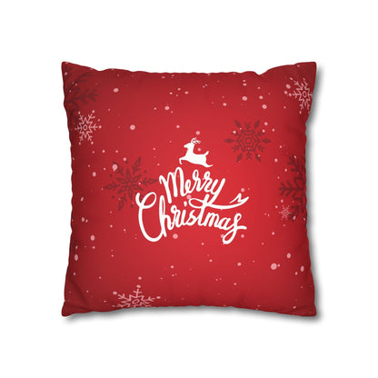 Merry Christmas Faux Suede Square Pillowcase