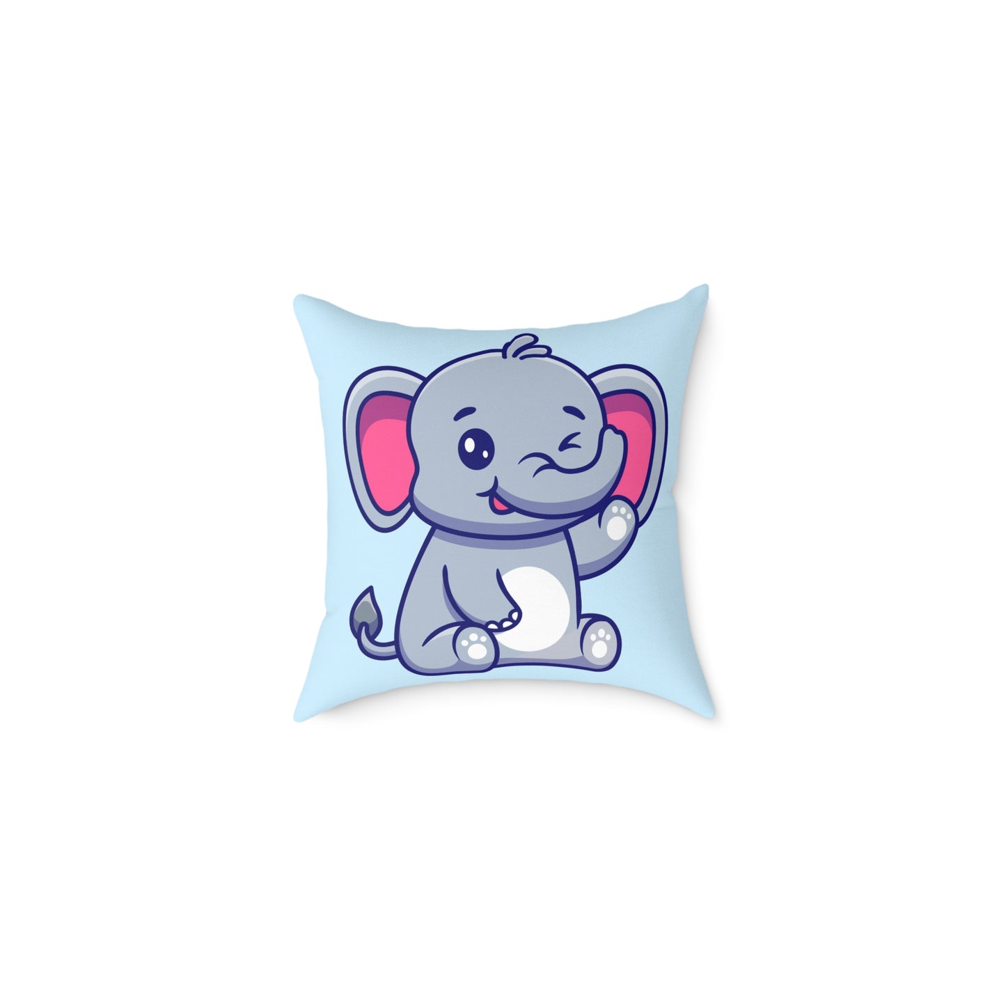 cute-elephant-sitting-waving-hand Square Poly Canvas Pillow