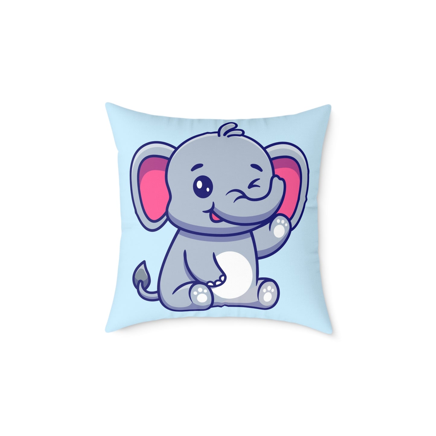 cute-elephant-sitting-waving-hand Square Poly Canvas Pillow