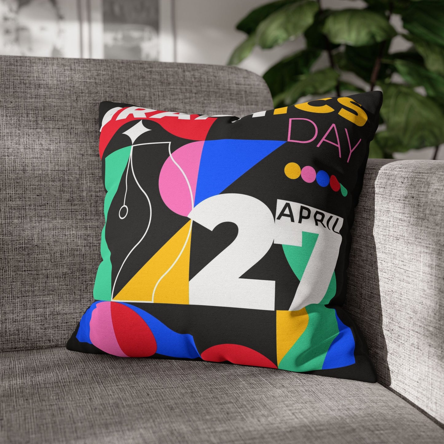 Graphic Spun Polyester Square Pillowcase