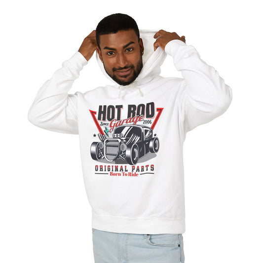 Hot Rod Garage - Classic Car  Lightweight Hooded Sweatshirt