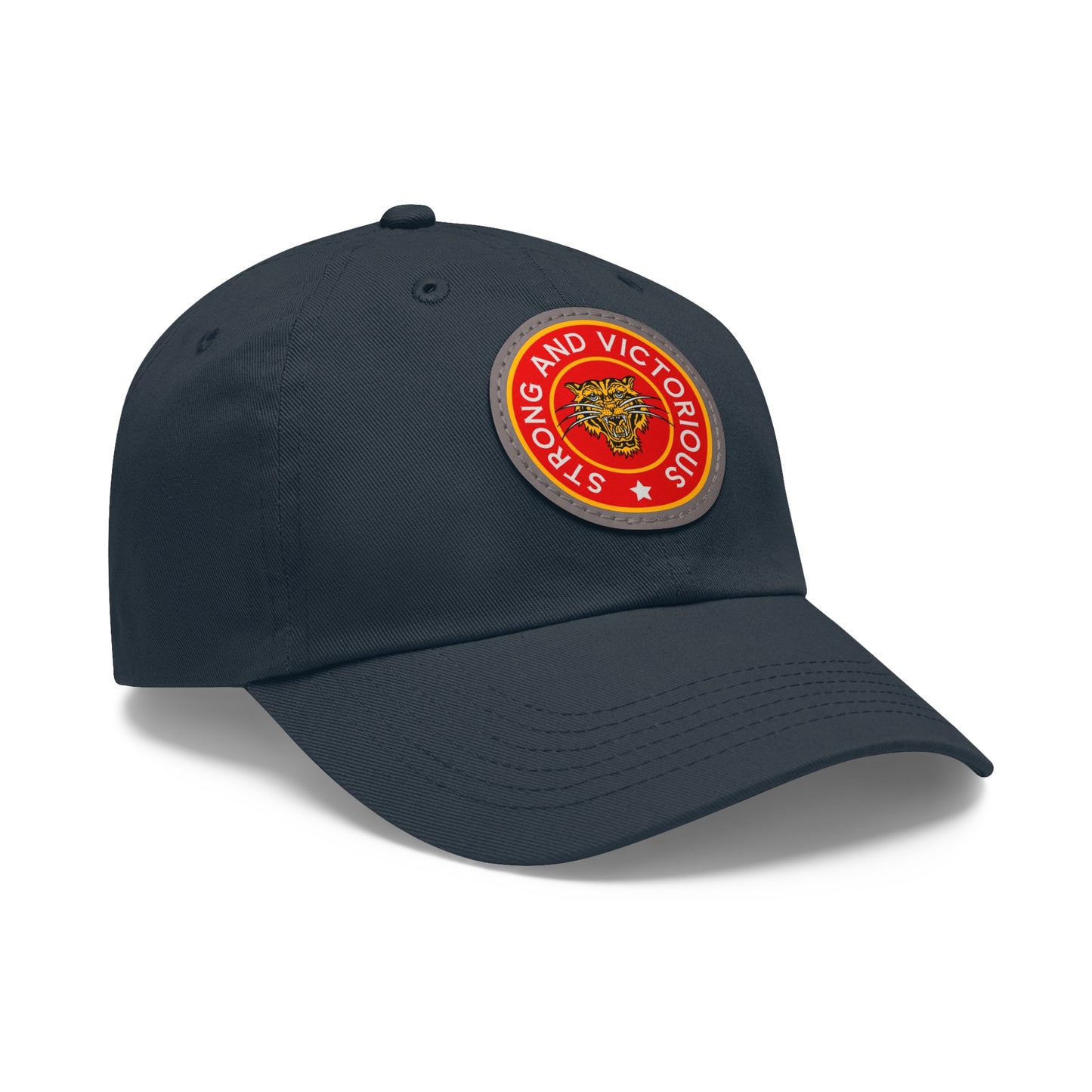 Strong And Victorious Hat with Leather Patch (Round)