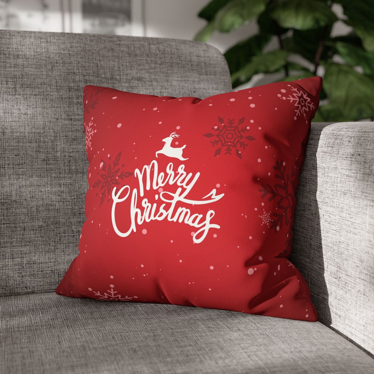 Merry Christmas Faux Suede Square Pillowcase