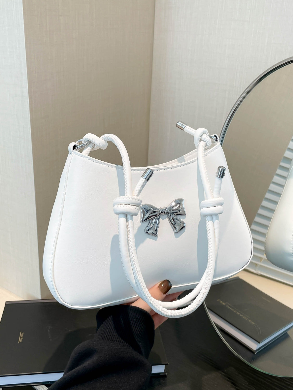 Bow PU Leather Knotted Strap Handbag