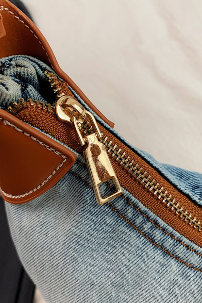 Contrast Denim Shoulder Bag